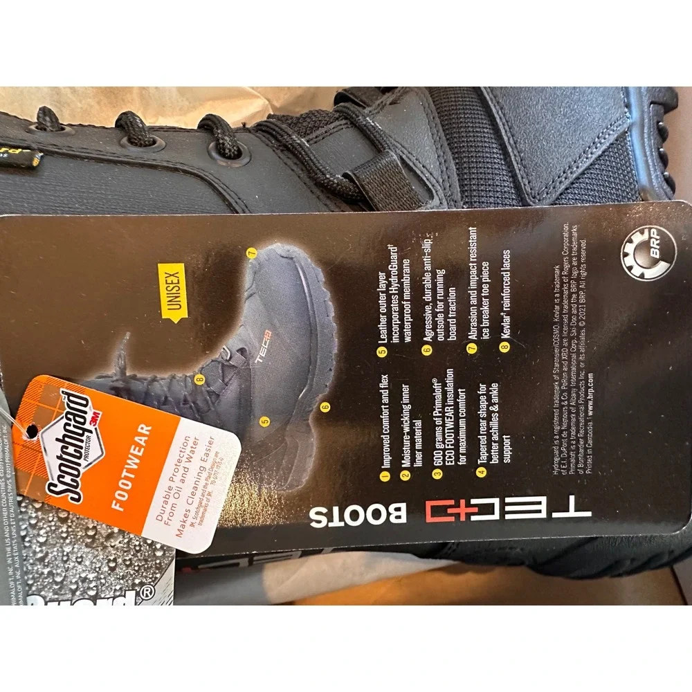 NEW Ski-Doo BRP TEC+ Boots Black Primaloft 600g Waterproof Snowmobile Men 9